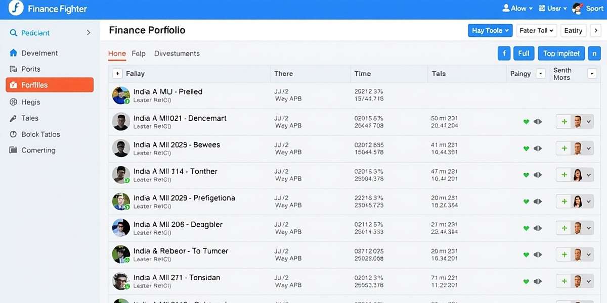 Finance Fighter investment portfolio screen showing diversified investments in Indian market instruments